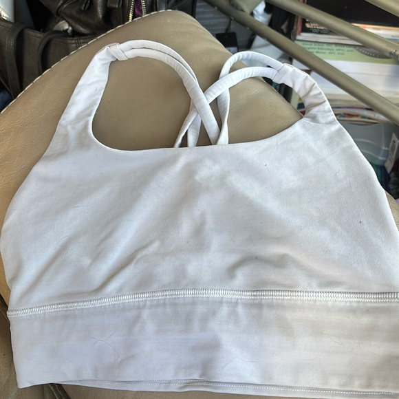 Lululemon Bra Ivory Longline Strappy Energy Bra With removable Cups Size 6 - Picture 1 of 4